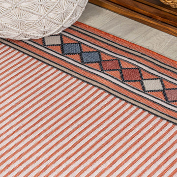 Sebastian High-low Modern Diamond Border Indoor/Outdoor Area Rug